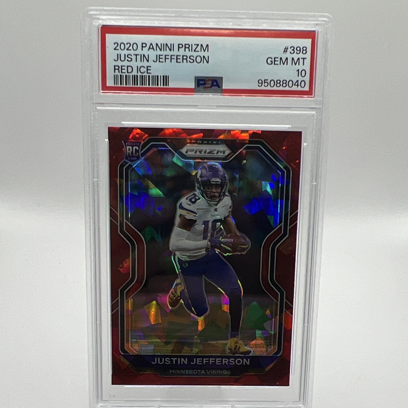 Panini 2020 Prizm Justin Jefferson RC #398 Red Ice Prizm PSA 10 Panini 2020 Prizm Justin Jefferson RC #398 Red Ice Prizm PSA 10