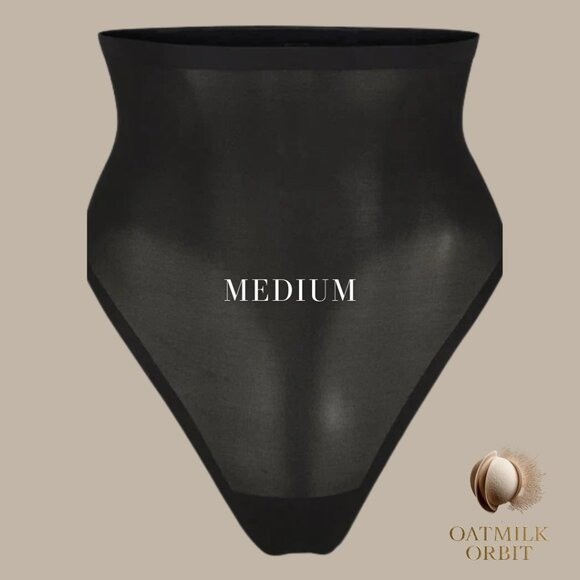 MEDIUM - SKIMS Sheer Sculpt High Waist Thong Onyx Black NWT Shapewear