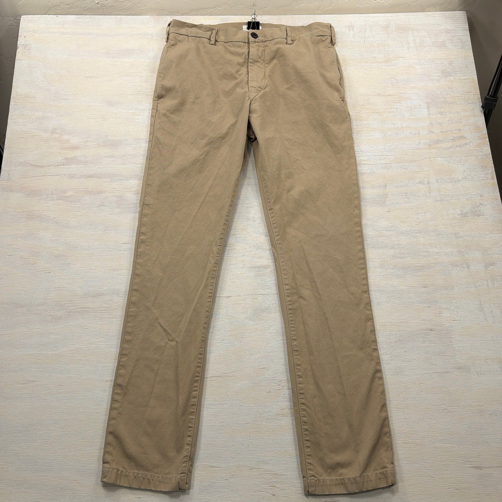 Buck Mason Chino Pants 34 Flat Front Cotton Khaki Tan Mens