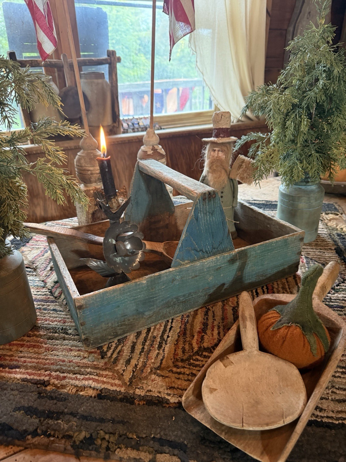 Primitive Awesome Old Dry Blue Apple Carrier Early Cabin Goods