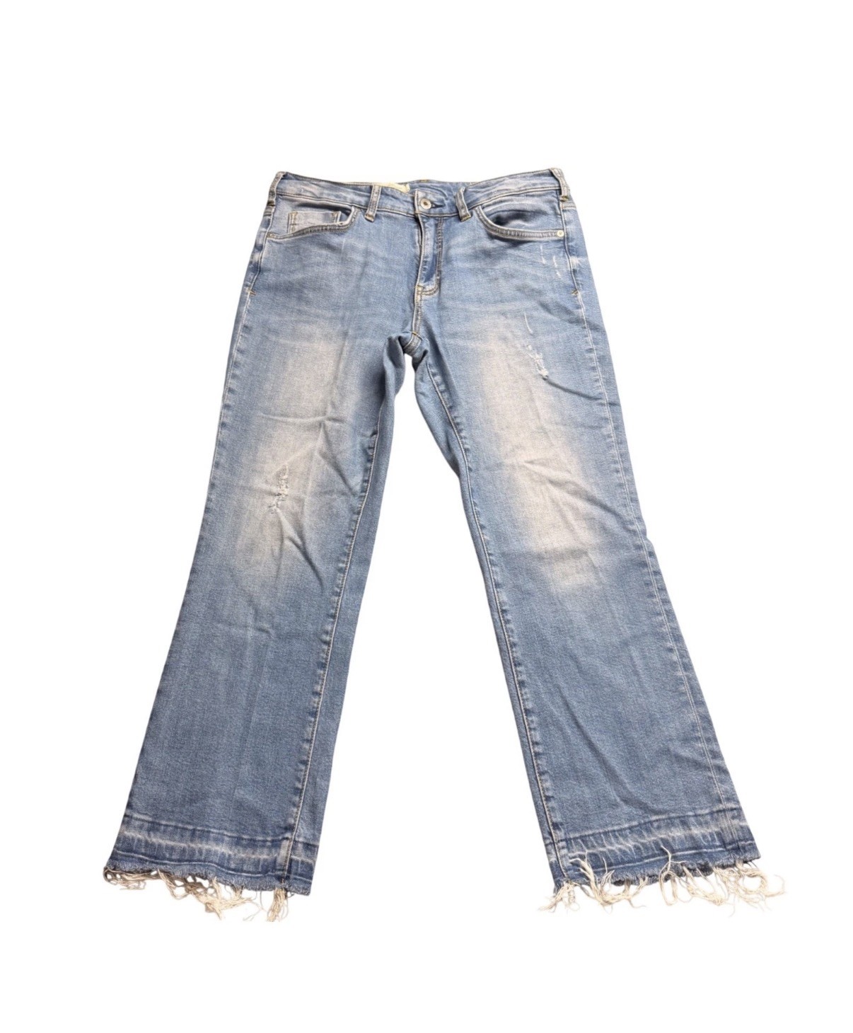 Pilcro and the Letterpress Light Wash Frayed Hem Distressed Jeans Size 31
