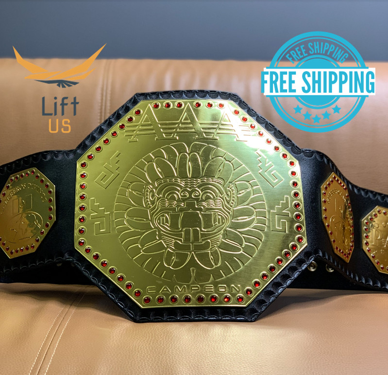 AAA Mega Campeon Mexico Wrestling Championship Title Replica Belt 2MM Brass