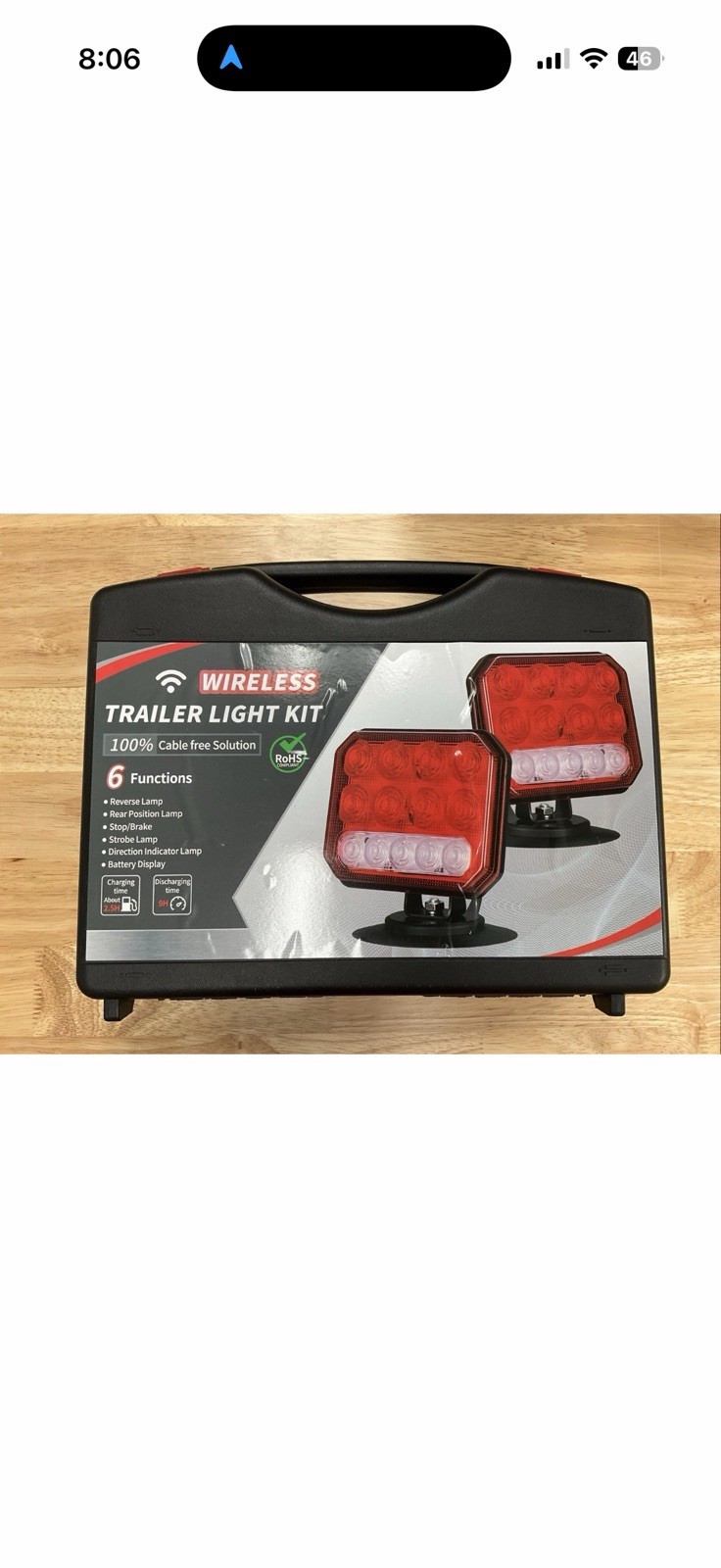 2X Wireless Trailer Lights Magnetic LED Tow Light Turn Signal Brake Reverse Stop