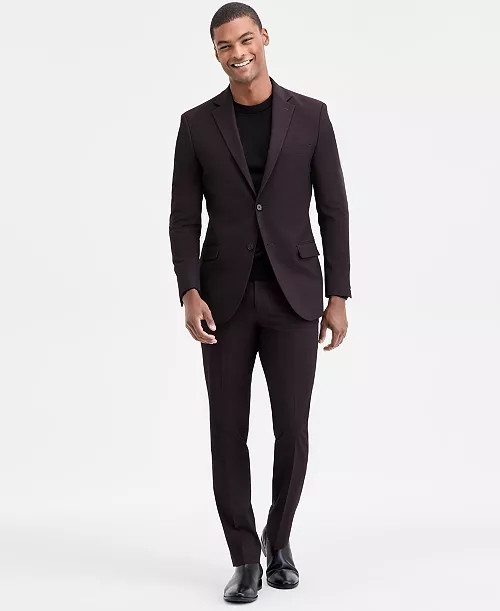 $395 DKNY Men\'s Dark Berry Modern Fit Nested Suit 42 R 35 x 32 ymy1926
