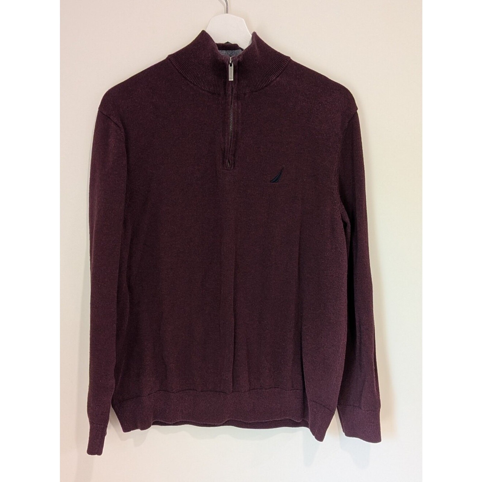 Nautica Men\'s Dark Plum Quarter Zip Size L- Preppy Layering Minimalist Clean Nautica Men\'s Dark Plum Quarter Zip Size L- Preppy Layering Minimalist Clean