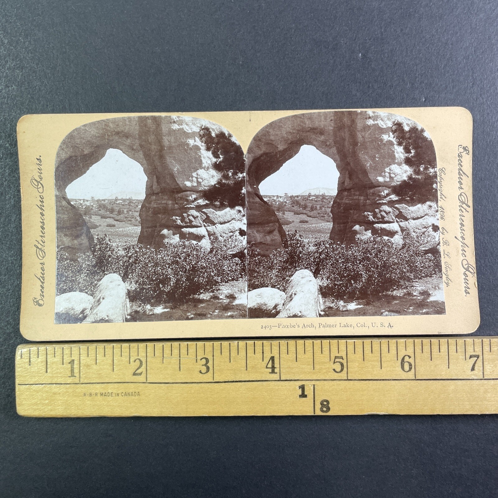Phoebe's Arch Palmer Lake Colorado Stereoview B. L. Singley 1896 Landscape