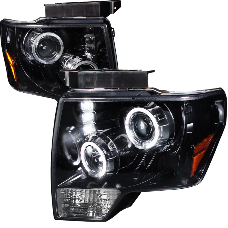 Fit 2009-2014 Ford F150 Black Smoke LED Halo Projector Headlights Headlamp 09-14 Fit 2009-2014 Ford F150 Black Smoke LED Halo Projector Headlights Headlamp 09-14
