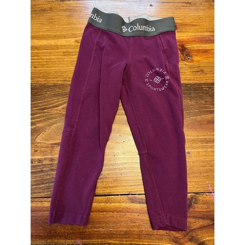 Columbia Leggings Kids XXS Plum Purple Athletic Activewear Excellent