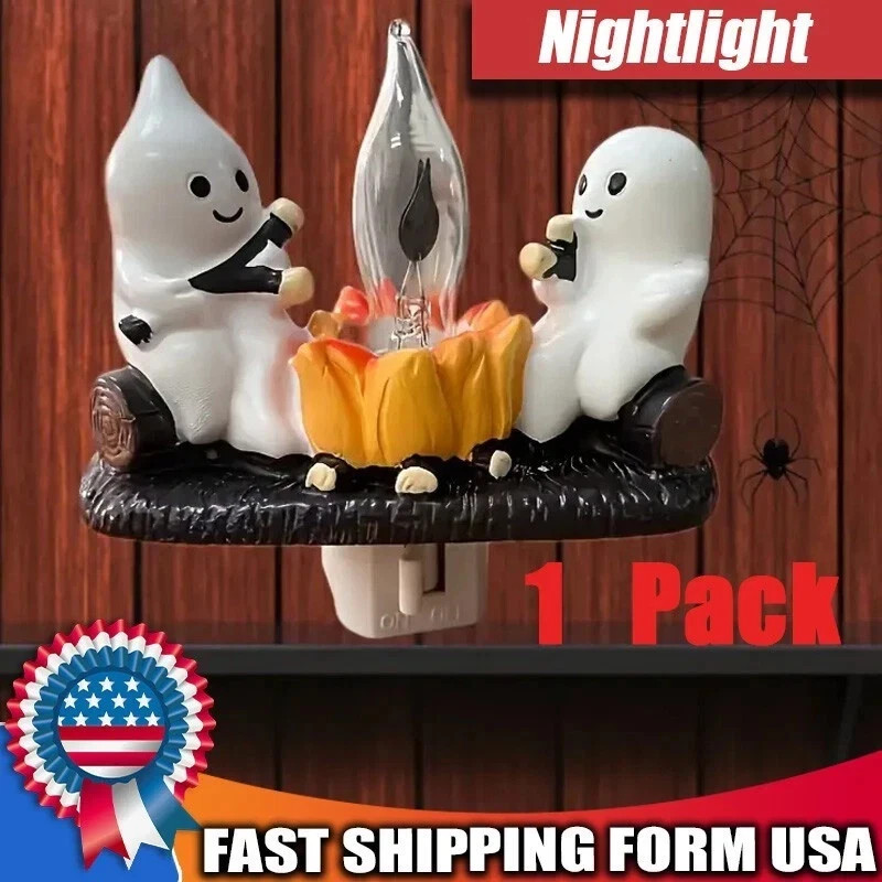 Halloween Decorations, Ghost Campfire Flickering Nightlight, 3D Sculpture 1 Pack