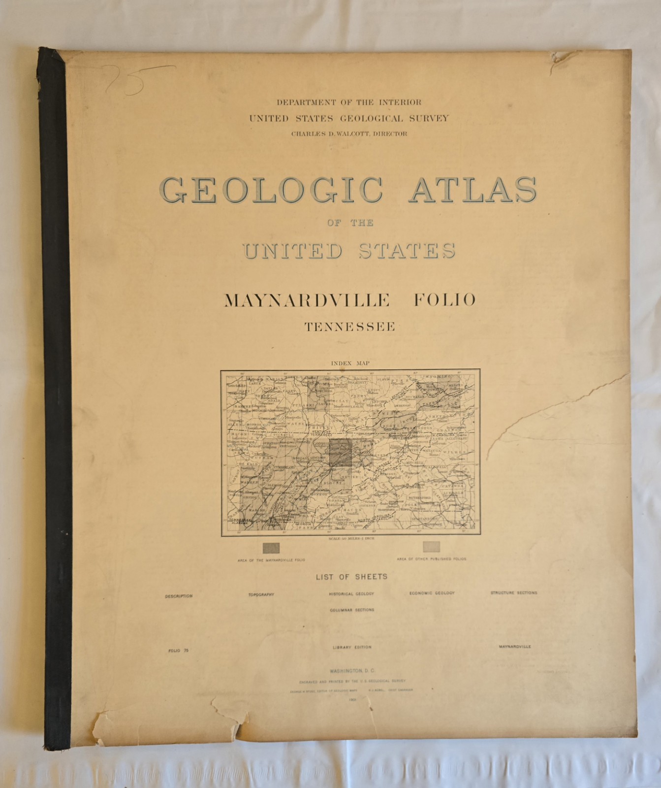 Antique 1901 USGS Geologic Folio #75 Maynardville Tennessee Original Atlas Maps