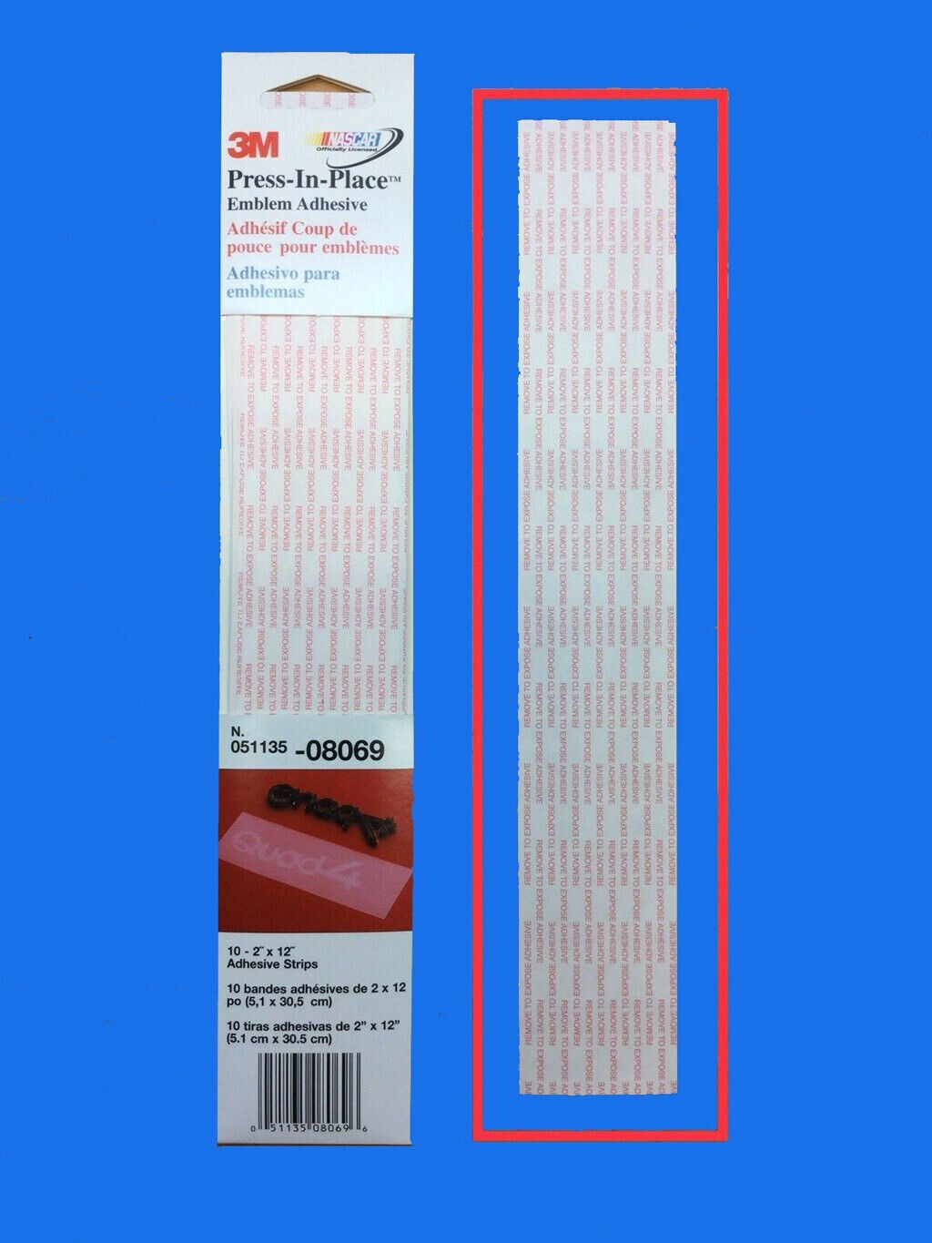 3M 08069 Press In Place Emblem Adhesive Strip, 2\