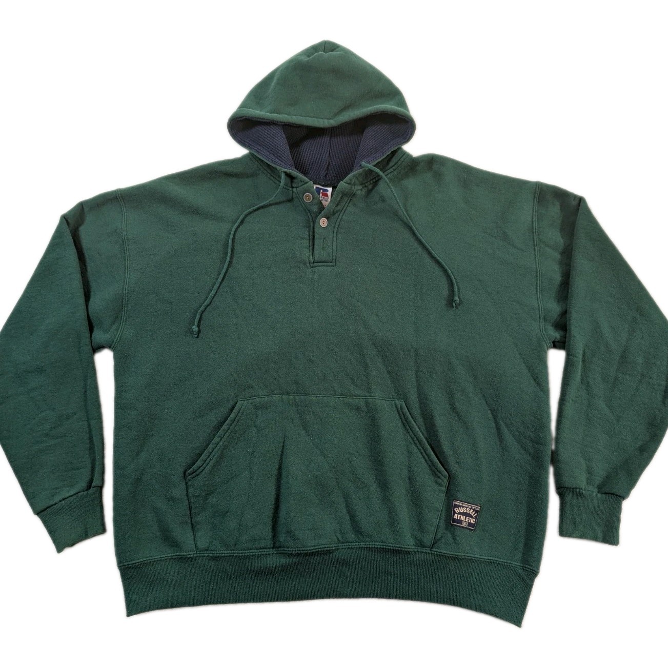 Vtg 90\'s RUSSELL ATHLETIC Blank Hoodie Men\'s Sz 2XL Green Emerald Made In USA 