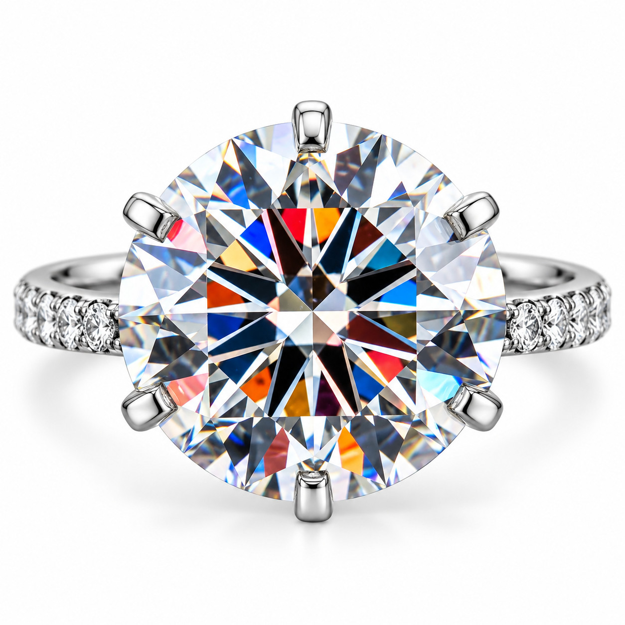 8Ct Certified White Diamond Solitaire Ring-FREE Diamond Studs, Tariff Free