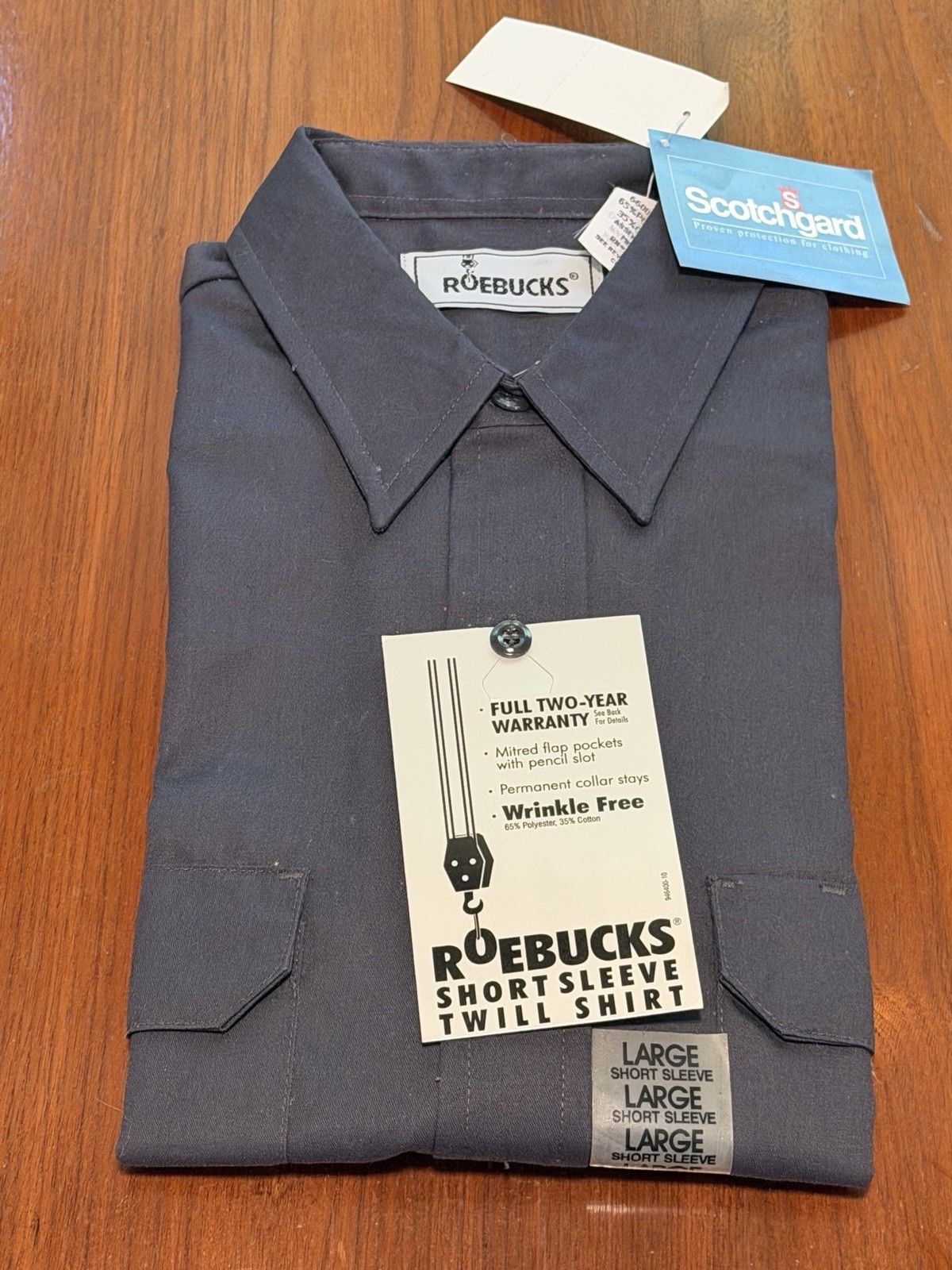 Vintage Sears Roebuck Short Sleeve Twill Collared Work Shirt Twill NOS