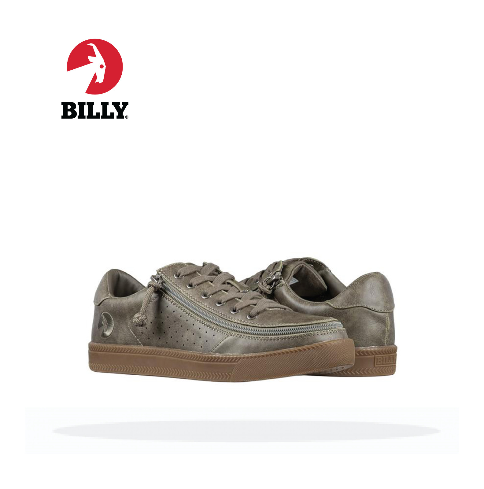 NEW Billy Footwear Men\'s Adaptive Low Top Zip Top Sneakers Olive Size 10 M BY603