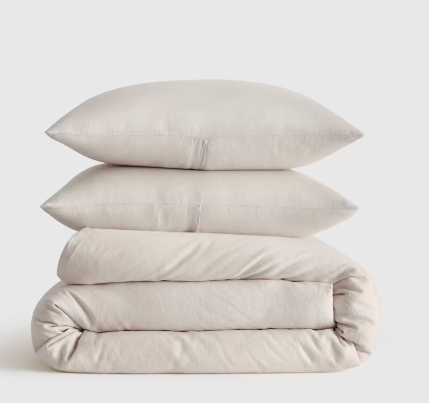 QUINCE European Linen Sheet Set Full Sand 100% Linen 4 Piece Preowned
