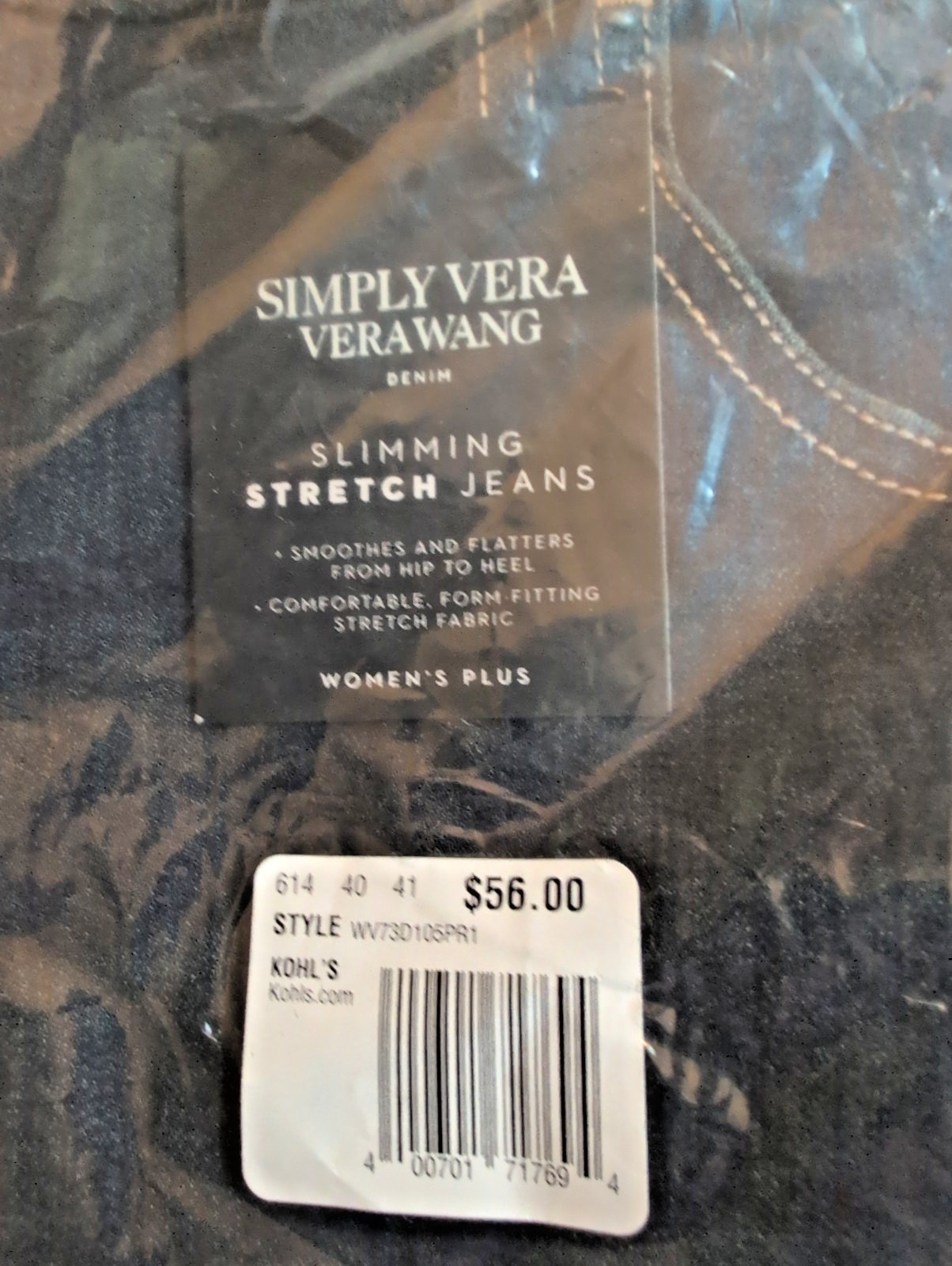 NEW Simply Vera Wang Denim Slimming Stretch Blue Jeans Mid Rise Boot Cut 22W NWT