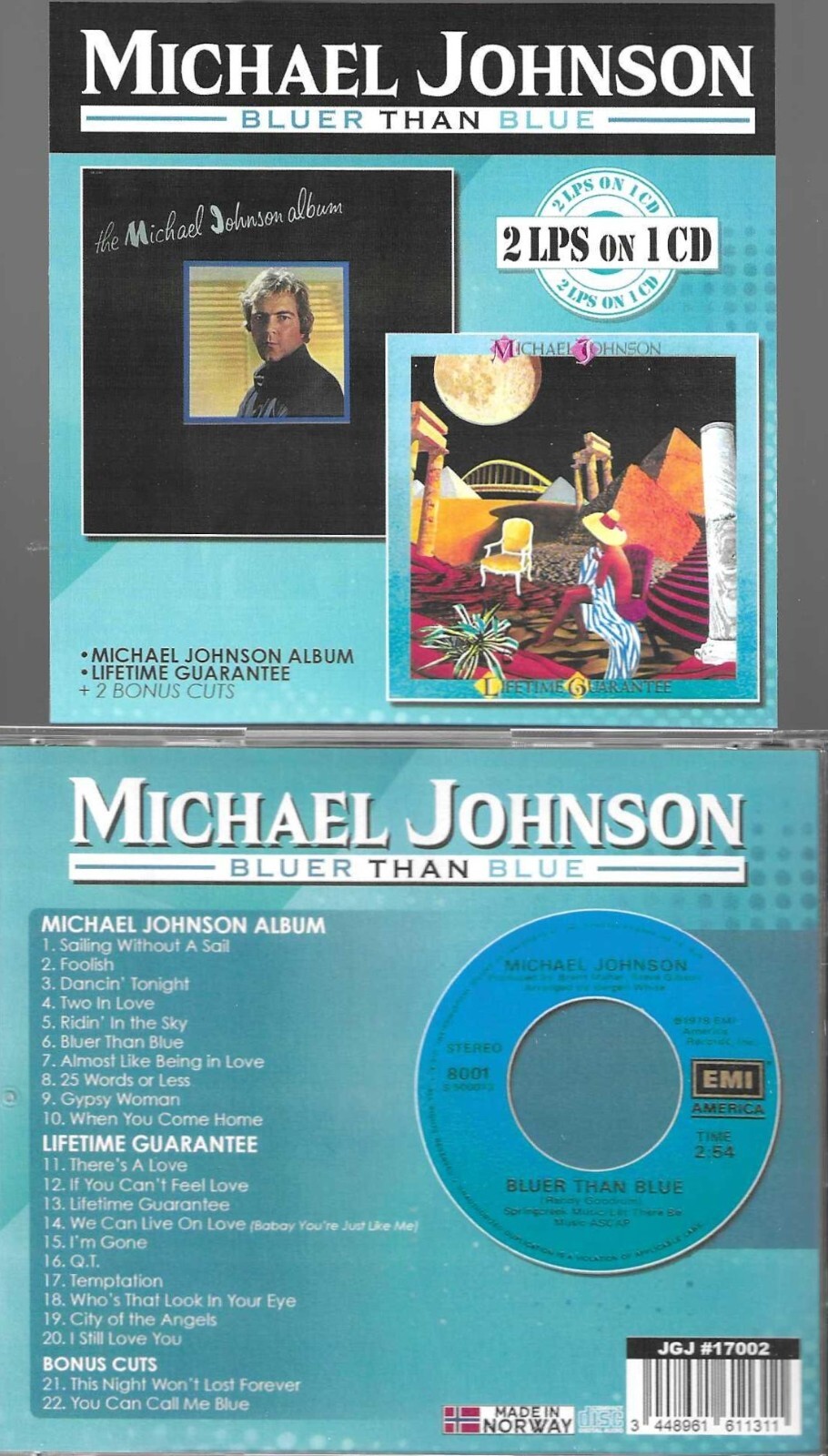 MICHAEL JOHNSON-BLUER THAN BLUE-2 LPS ON 1 CD + 2 BONUS CUTS-IMPORT NEW SEALED