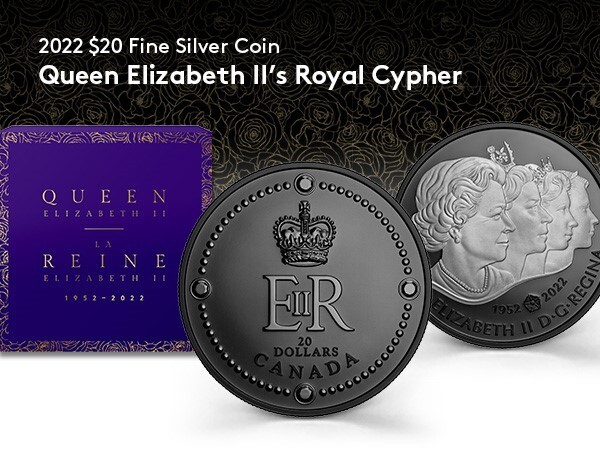 Queen\'s ROYAL CYPHER BLACK RHODIUM 2022 CANADA 1oz .9999 Pure Silver $20 Coin