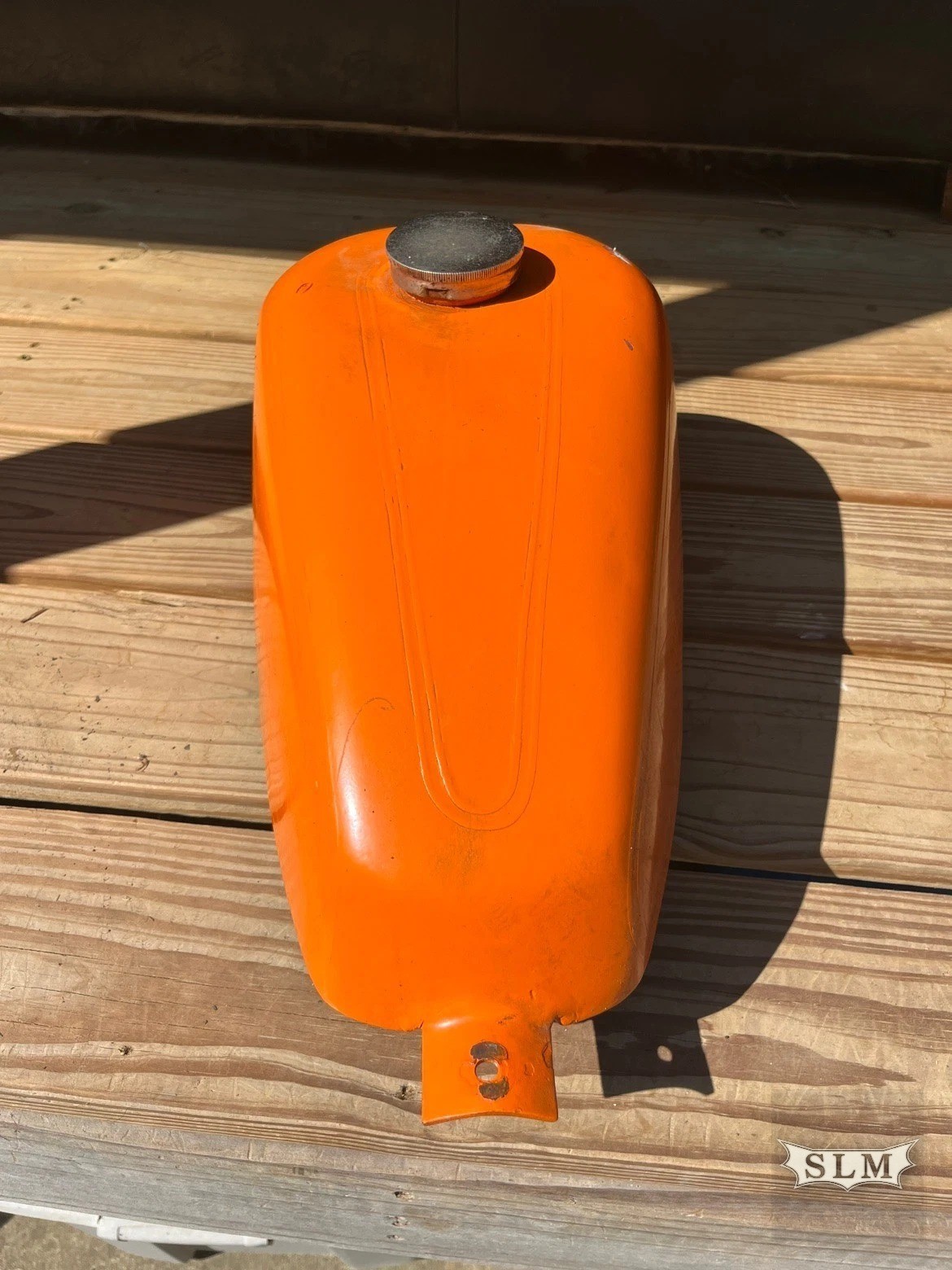 Vintage 1970s GME Chopper Gas Tank Orange Teardrop Dual Petcock