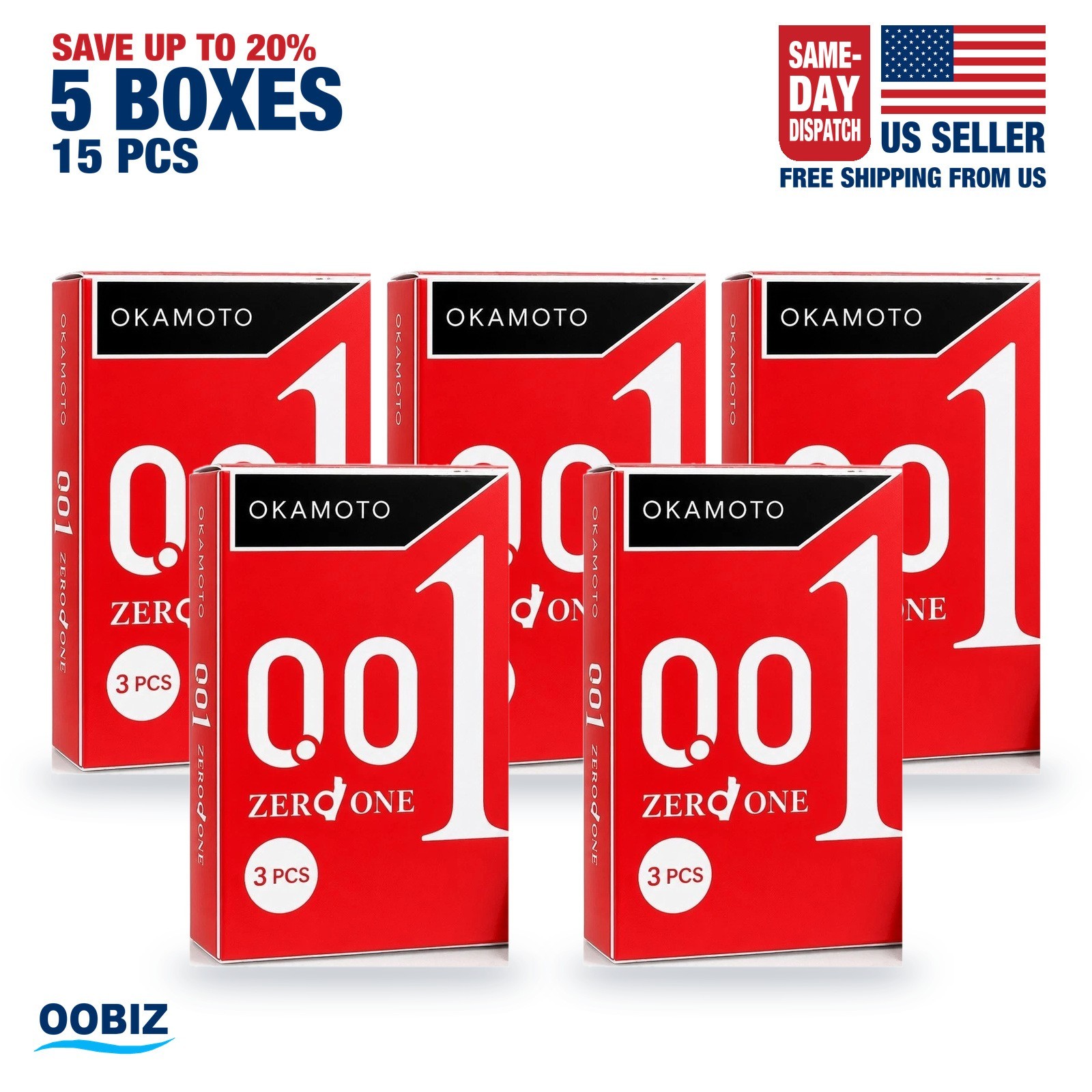 OKAMOTO 001 4 Types Condoms 5 Box Set, Ultra Thin Made in Japan - US Seller