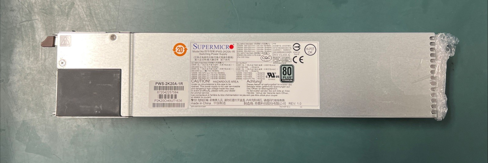 Supermicro PWS-2K20A-1R 2000W Redundant Power Supply Supermicro PWS-2K20A-1R 2000W Redundant Power Supply