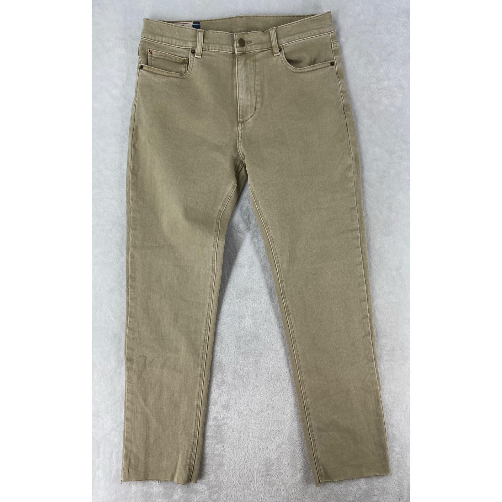 Marine Layer Jeans Mens 30x32 Beige Slim Straight Light Wash Denim Raw Hem