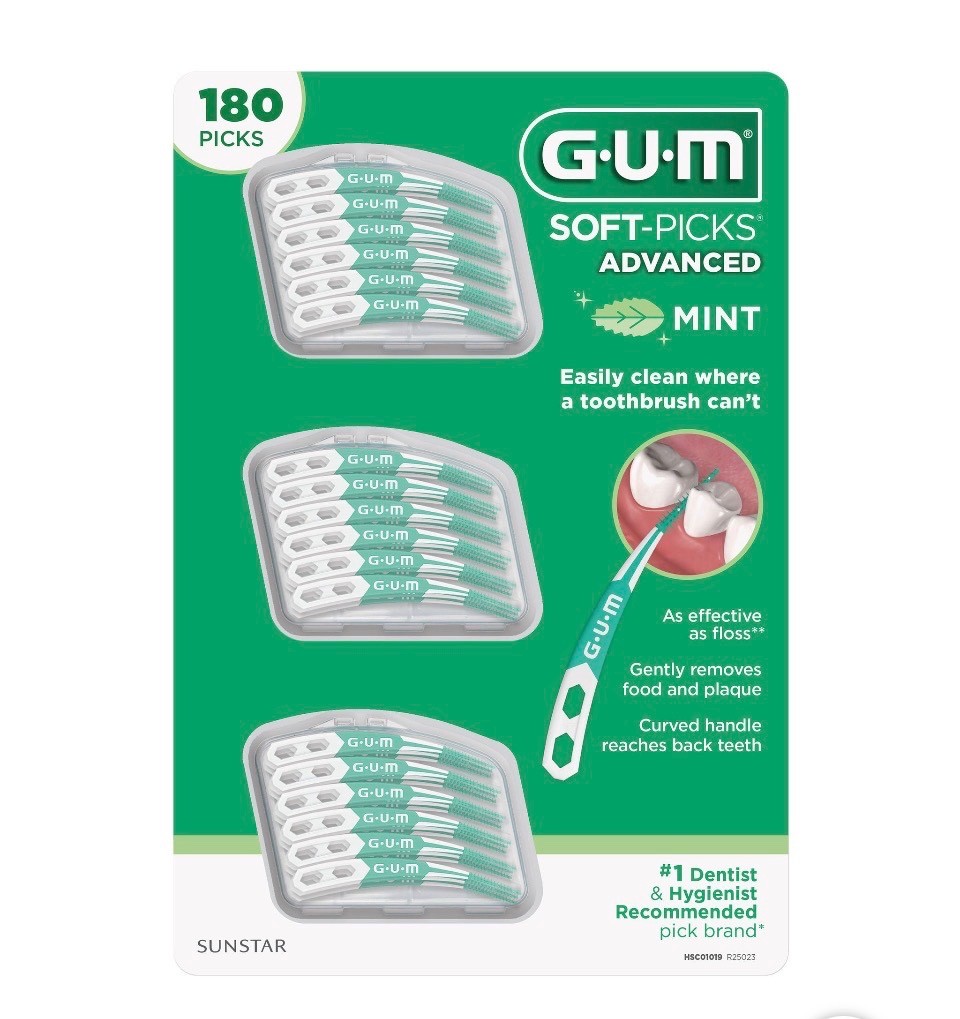 GUM Soft-Picks Advanced Mint 180 Count 3 Cases Dental Picks Dentist Recommended