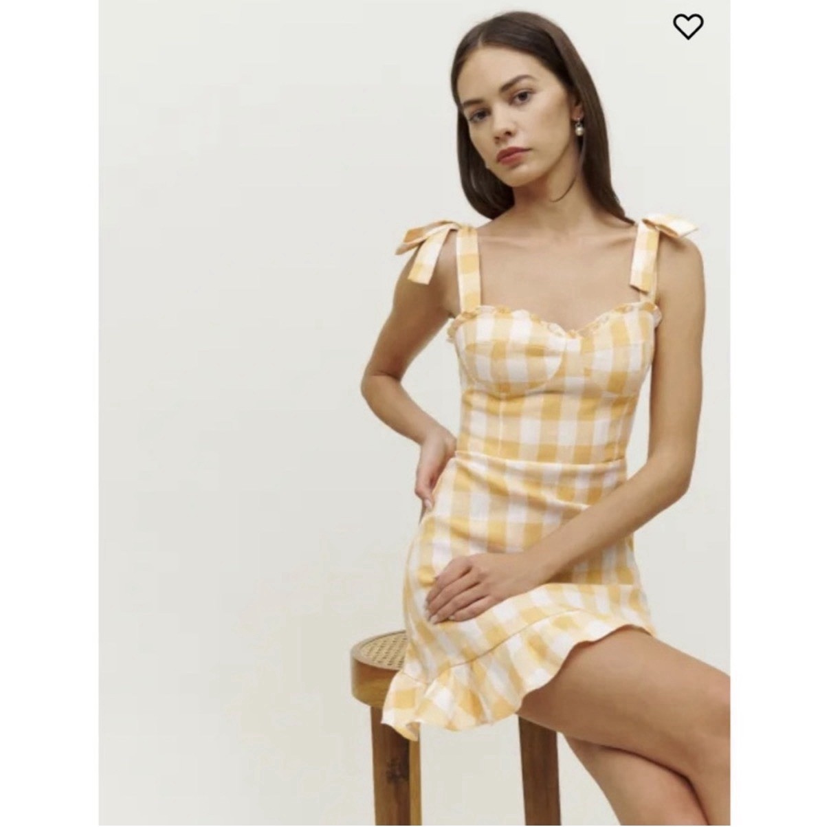 NWT Reformation Desiree Linen Dress in Dandelion Check Yellow 0 NWT Reformation Desiree Linen Dress in Dandelion Check Yellow 0