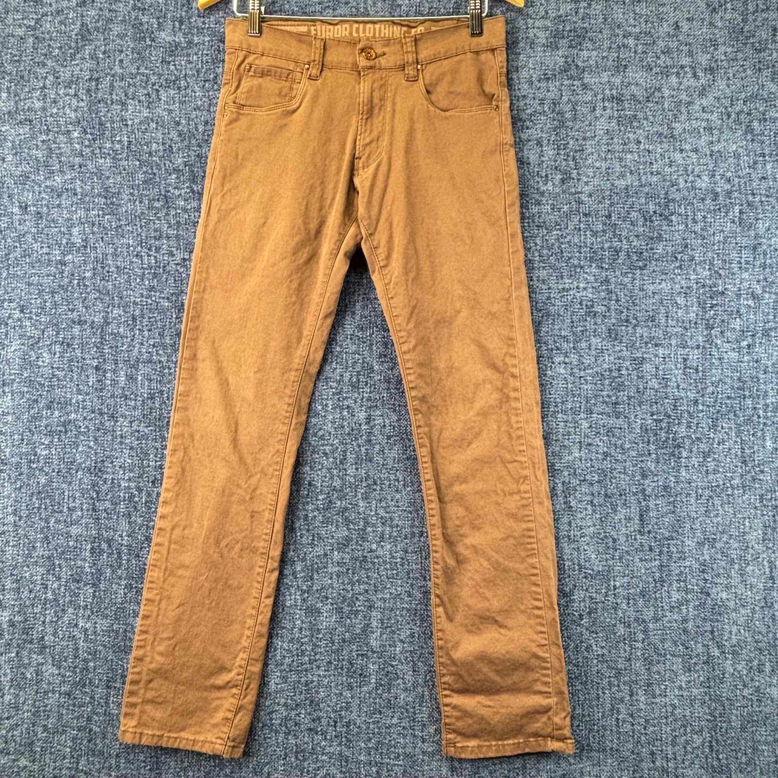 Furor Clothing Co Justin Pants Mens 28 Brown Cotton Slim Straight Five Pocket