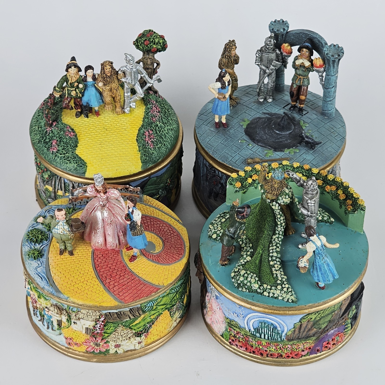 Vintage Ardleigh Elliot Wonderful Wizard of Oz Music Box Set of 4 Mixed Lids Vintage Ardleigh Elliot Wonderful Wizard of Oz Music Box Set of 4 Mixed Lids