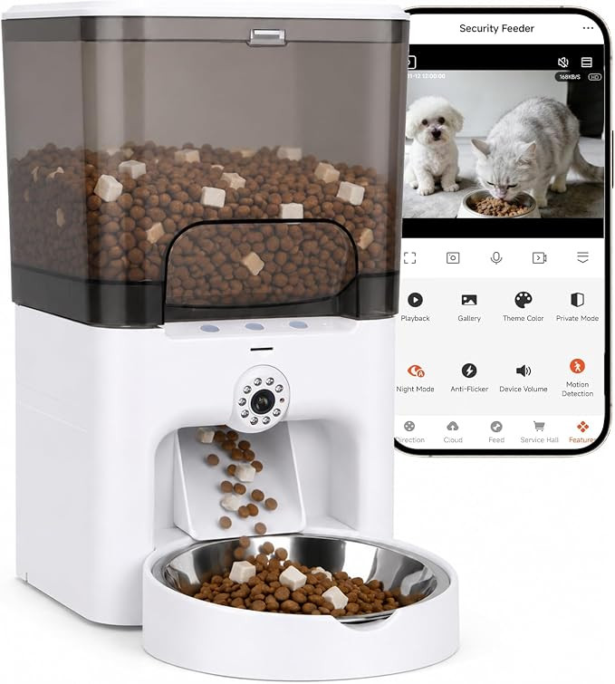 Automatic Cat Feeders for Two Cats, 6L, Double Meal White Transparent Automatic Cat Feeders for Two Cats, 6L, Double Meal White Transparent