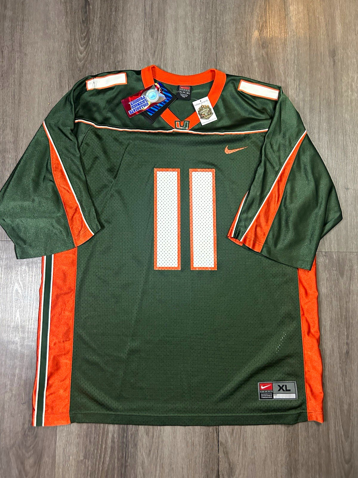 Vintage 2001 Nike Miami Hurricanes #11 Dorsey Football Jersey Size XL NWT