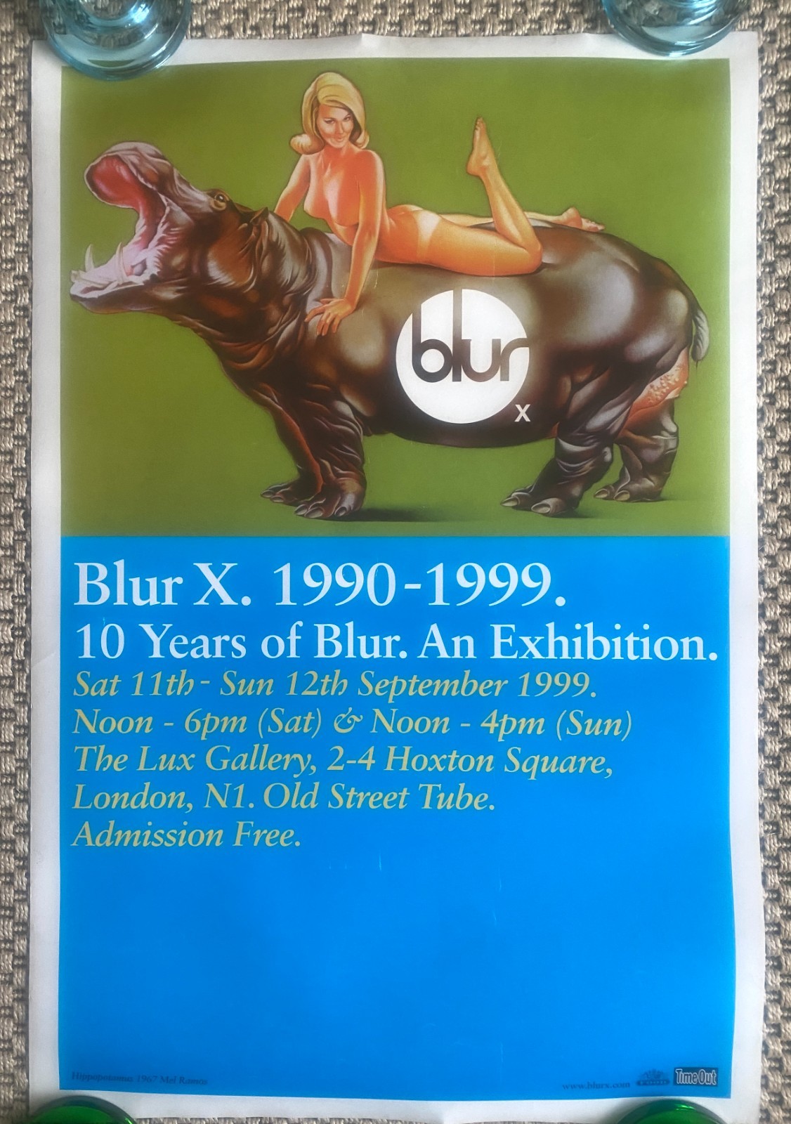 Orig - Brit Pop - BLUR  X  1990-1999 Poster - Adv- 1995 - RARE - Good