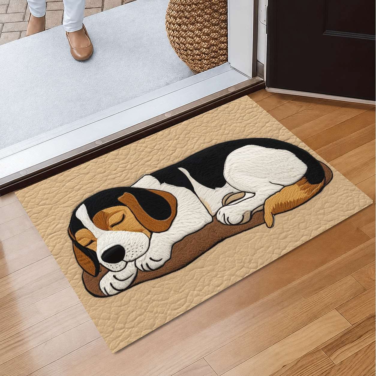Cute Sleeping Beagle Dog Pattern Floor Mat Non-Slip Quick Dry Doormat Home Decor