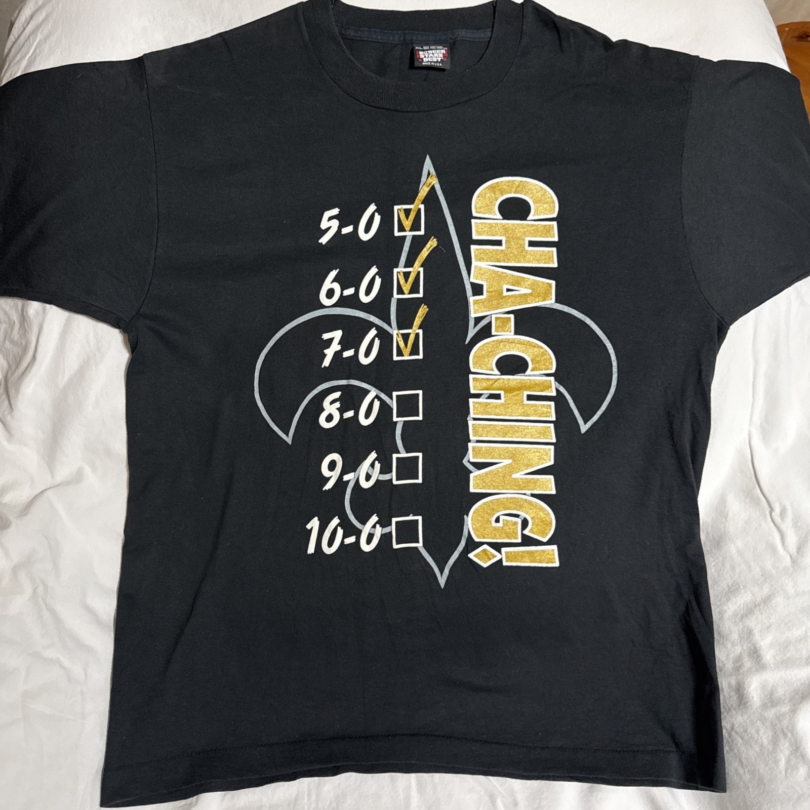 Vtg 1991 New Orleans Saints Cha Ching T Shirt Screen Stars Best XL Made in USA