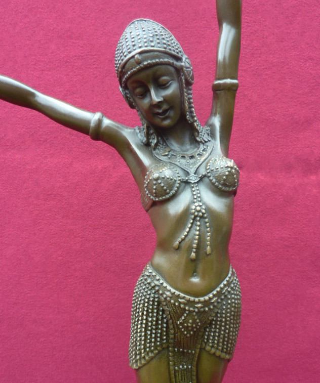 Bronze Woman Sculpture Dancer Lady Statue Art Female Oriental Decor Egyptian