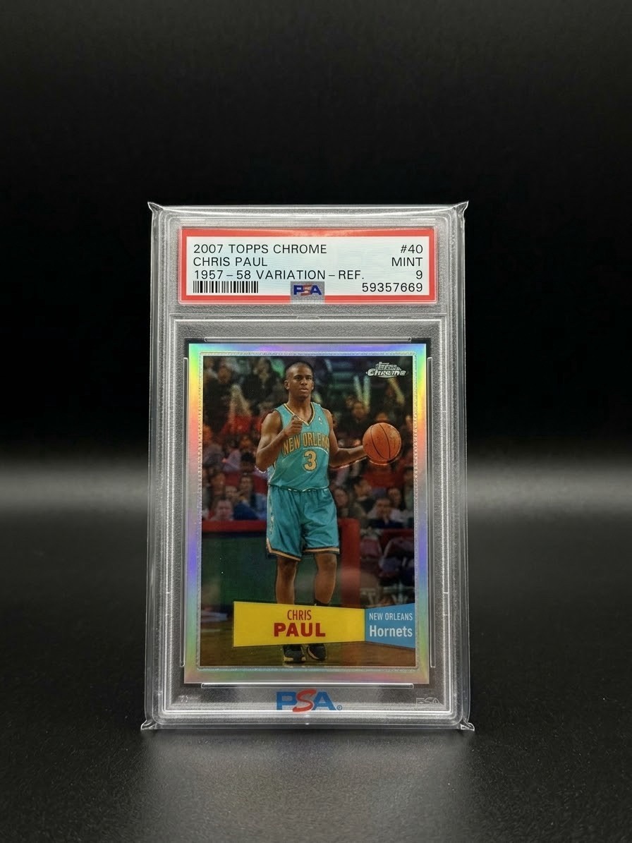 2007-08 Topps Chrome Chris Paul 1957-58 Variation Refractor /999 Hornets PSA 9