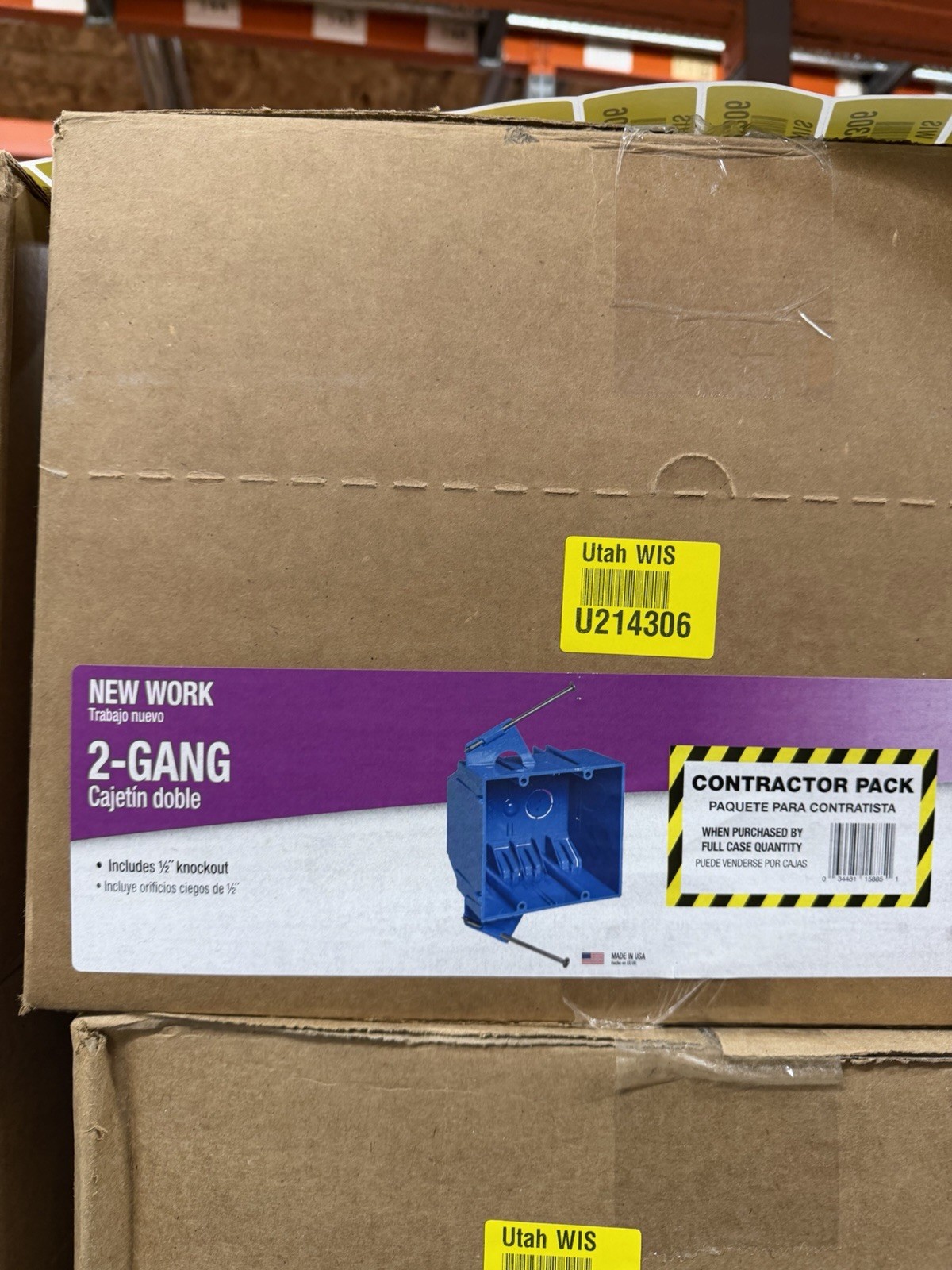 (QTY 50) Carlon B232ACP 2-Gang PVC New Work Outlet Box w/ Nails, 3
