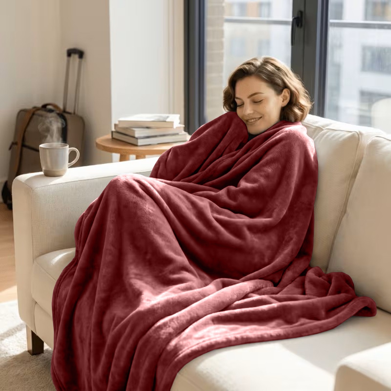 Minimalist Fleece Blanket Soft Flannel Blanket Warm Coverlet Throw Queen King