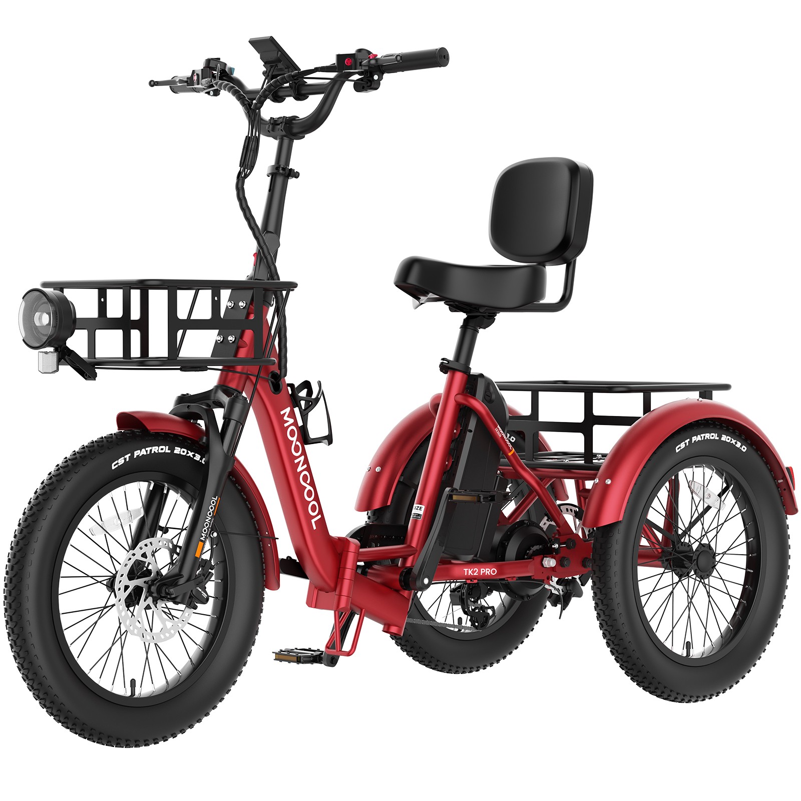 MOONCOOL Foldable Lithium-powered Tricycle TK2PRO-80-mile Range 1500W Power