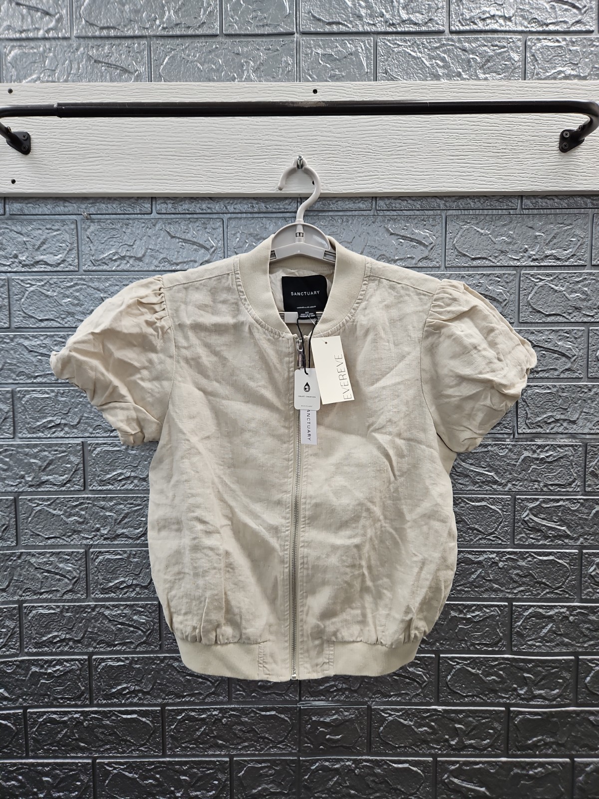 New SANCTUARY Everly Linen Bomber Top Flax Sz XS New SANCTUARY Everly Linen Bomber Top Flax Sz XS