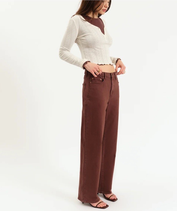 NWT DAZE 1999 Slouch 90s Fit Denim Jeans in French Roast Brown, Size 28