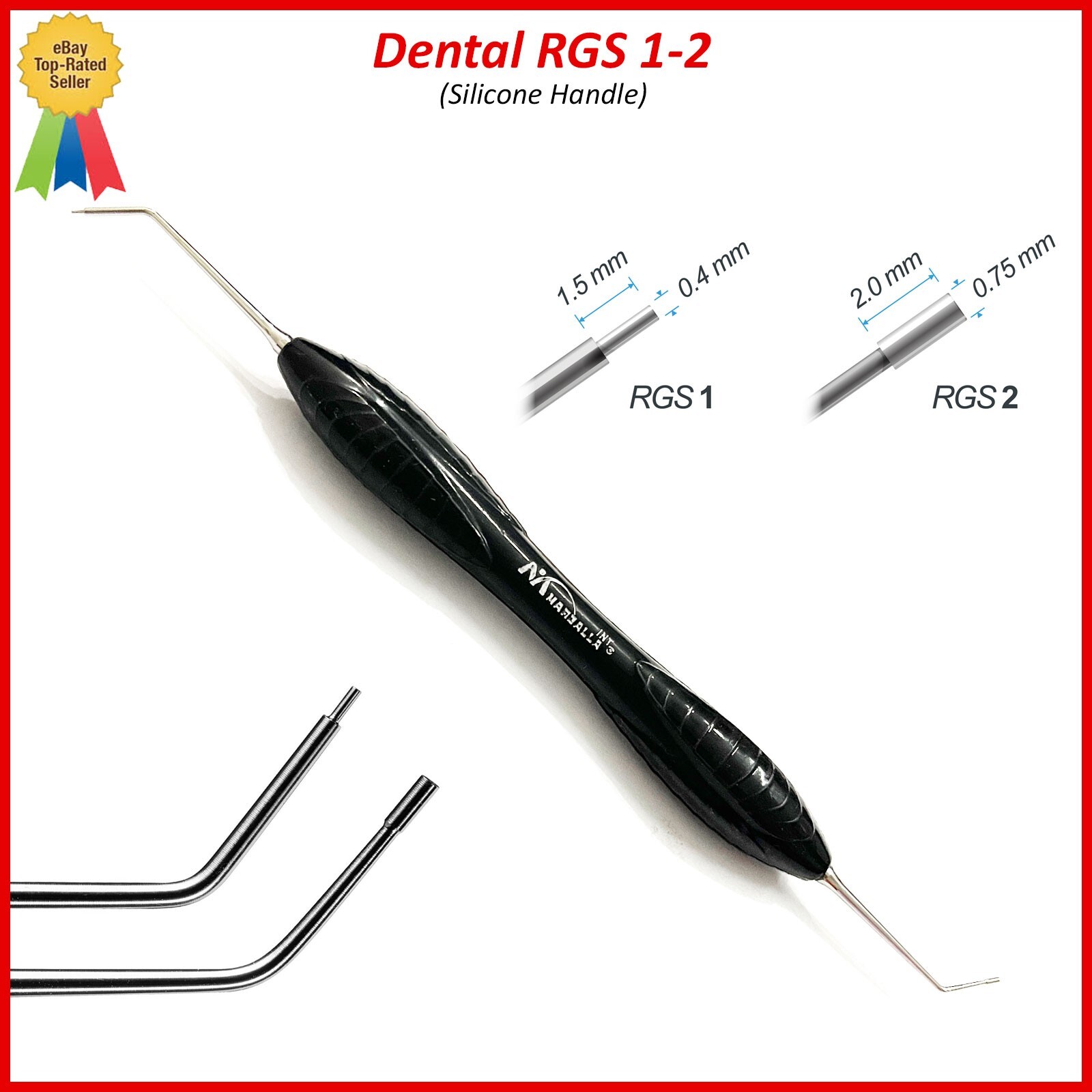 Dental RGS 1-2 & 3-4 Instrument Silicone Handle Depth Dimensions for Restoration