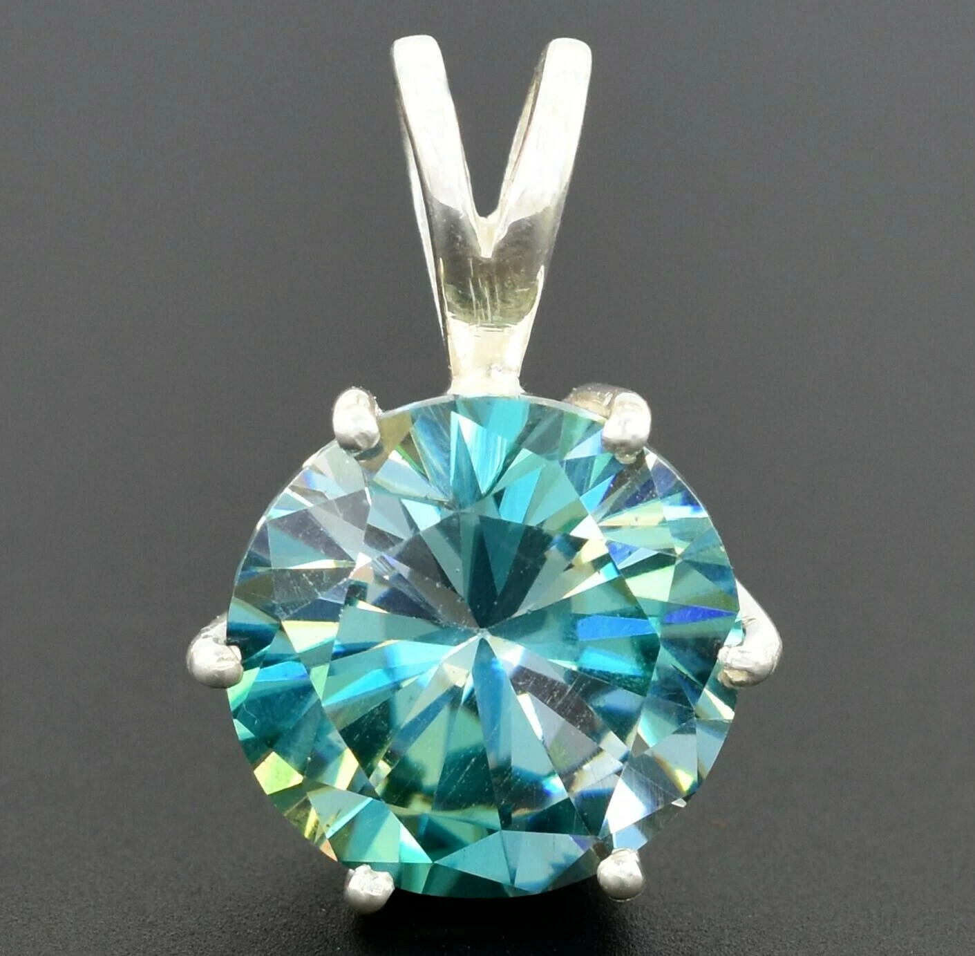 RARE 8.00 Ct Treated Blue Diamond Solitaire Pendant 925 Silver Certified