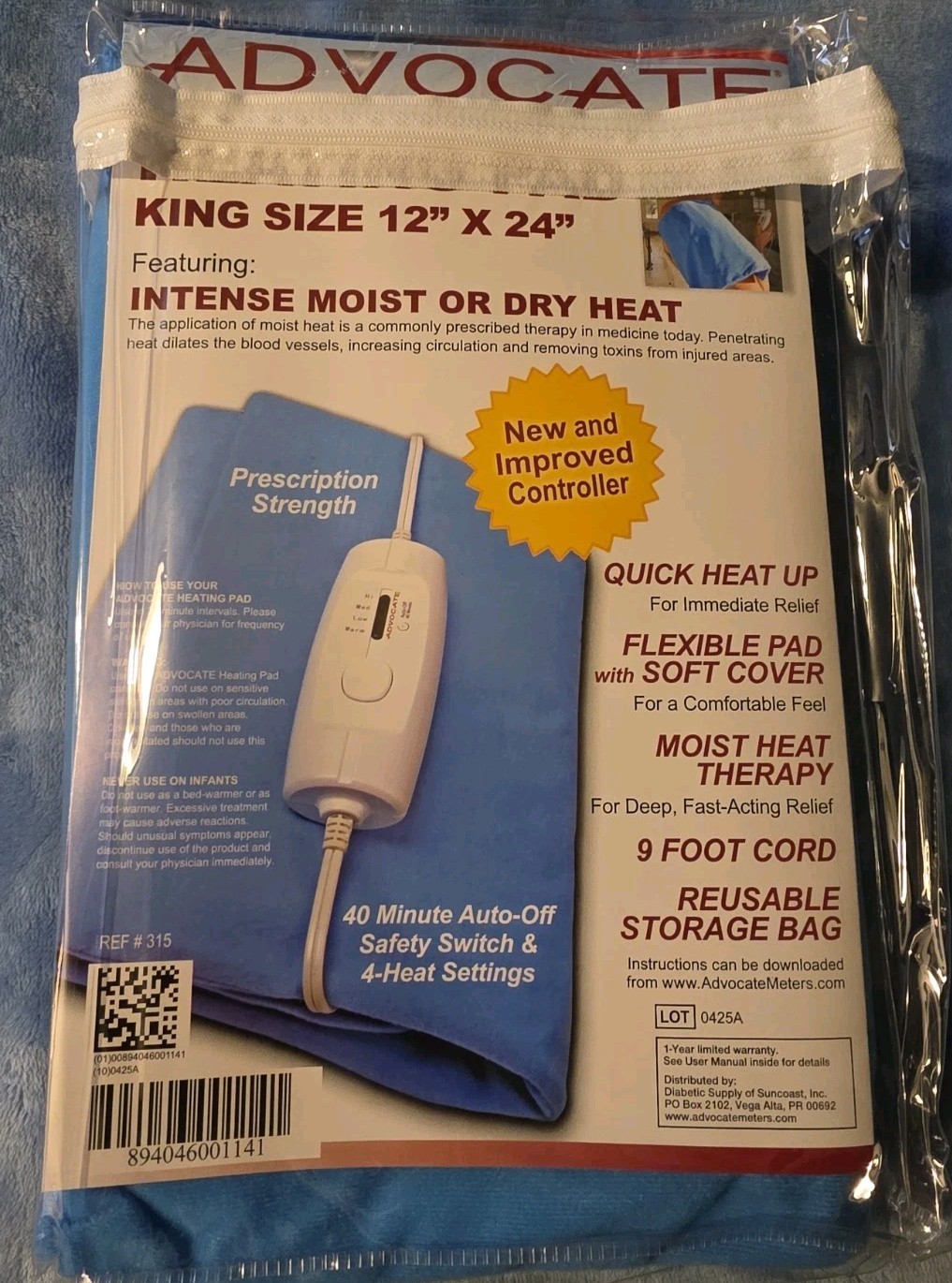Advocate Heating Pad King Size, 12\'\' x 24\'\' for Muscle Toning -1 Count