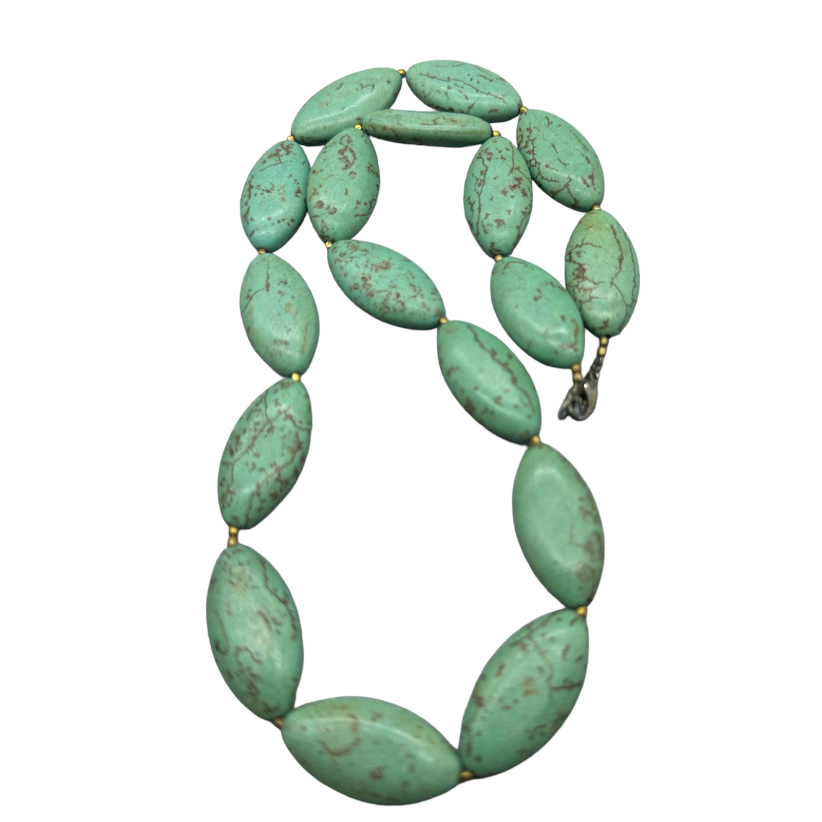 Genuine large torquise antique beads vintage near eastern necklace