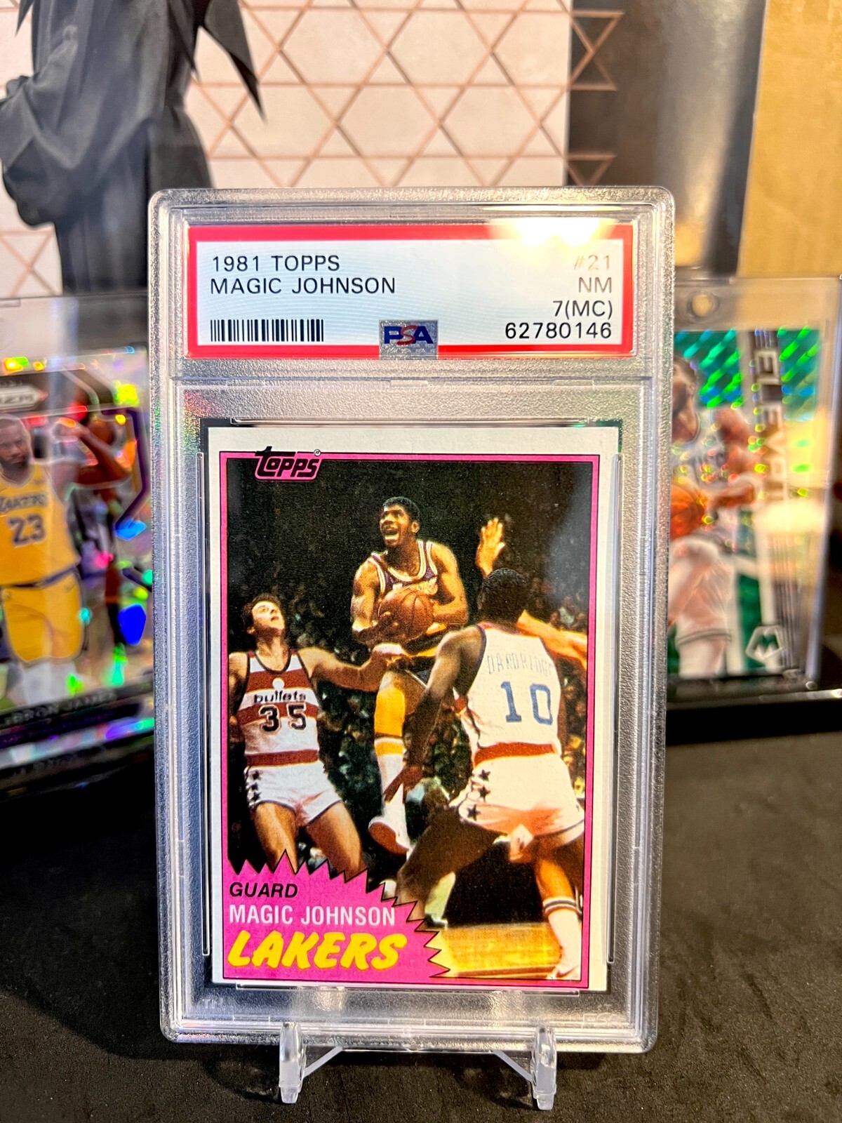 ⭐️ MAGIC JOHNSON 1981 TOPPS #21 PSA 7 MC NM RETIRED HOF LAKERS CARD 🔥🔥