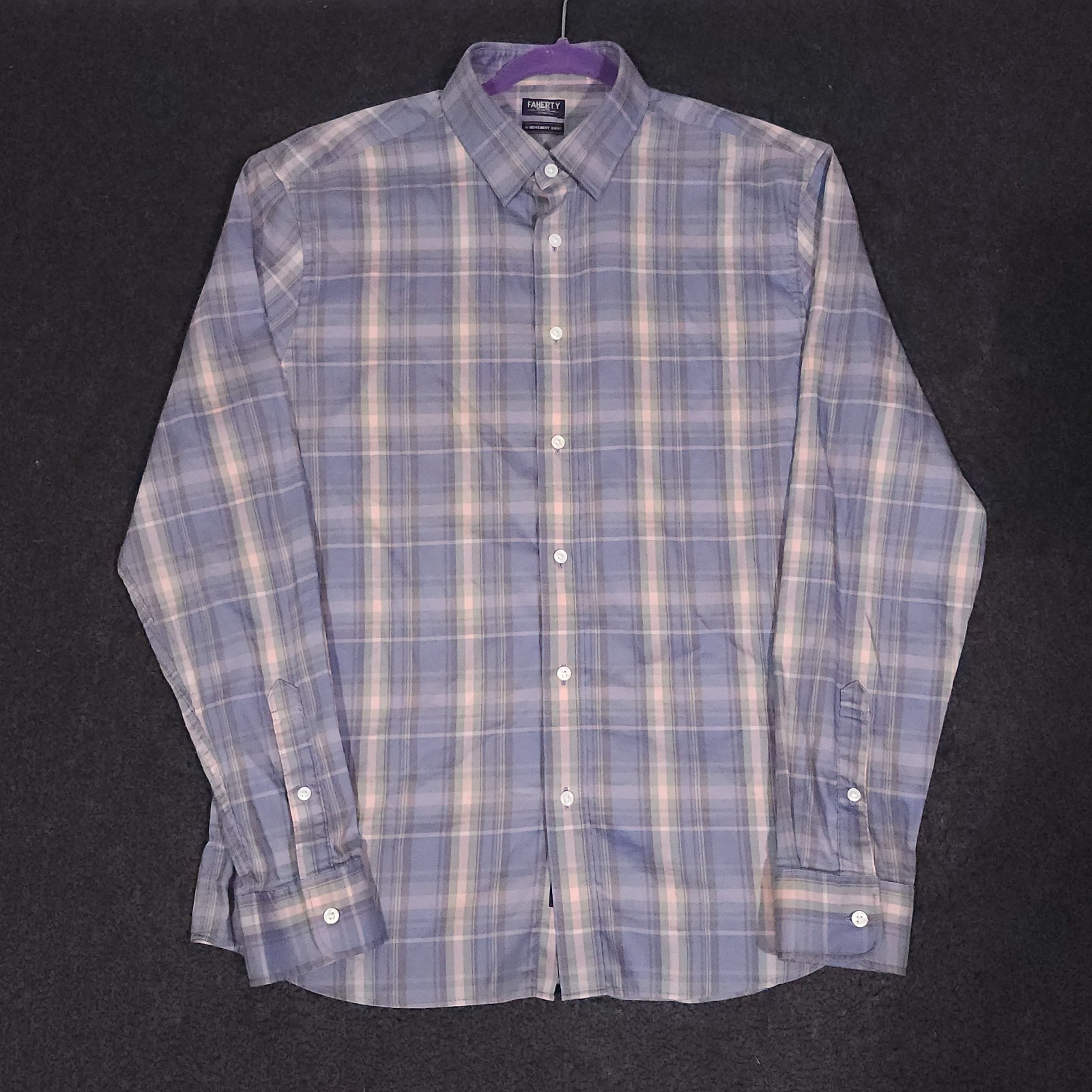 Faherty Reserve The Movement Shirt Mens Large Blue Plaid Performance Stretch Faherty Reserve The Movement Shirt Mens Large Blue Plaid Performance Stretch