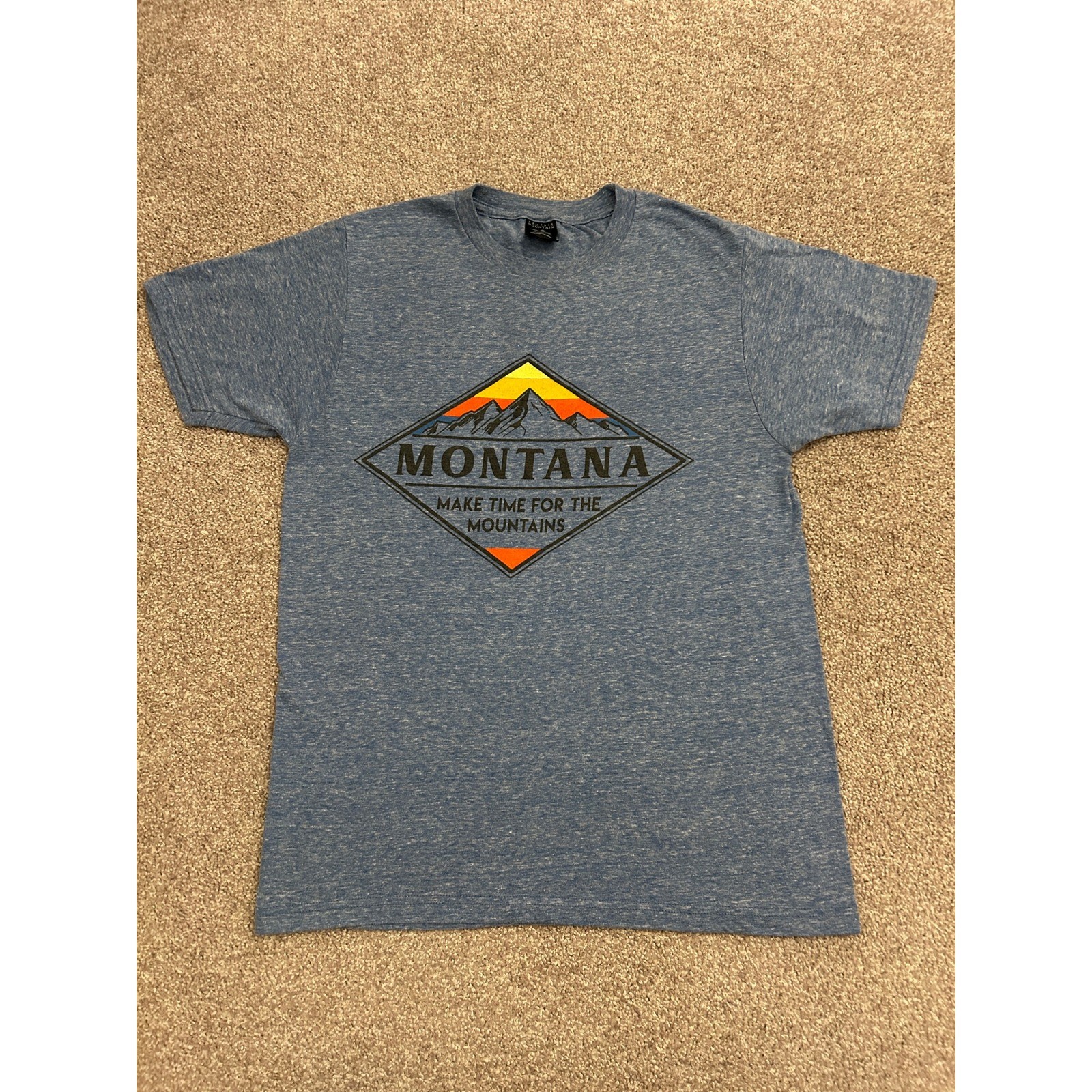 Prairie Mountain T Shirt Mens Small Blue Excellent Montana Graphic Tee